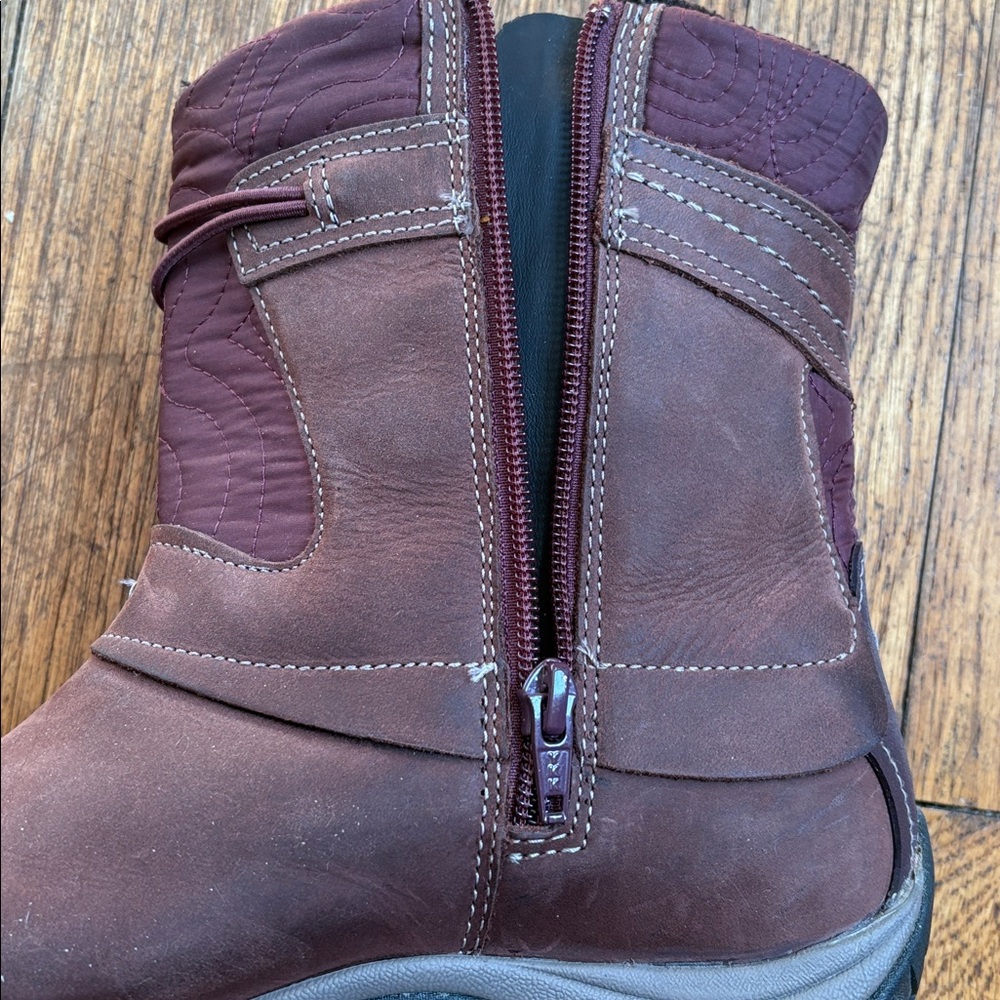 Merrell winter boots lined calf high pull on side zip burgundy 9 cabincore cozy - Picture 9 of 14